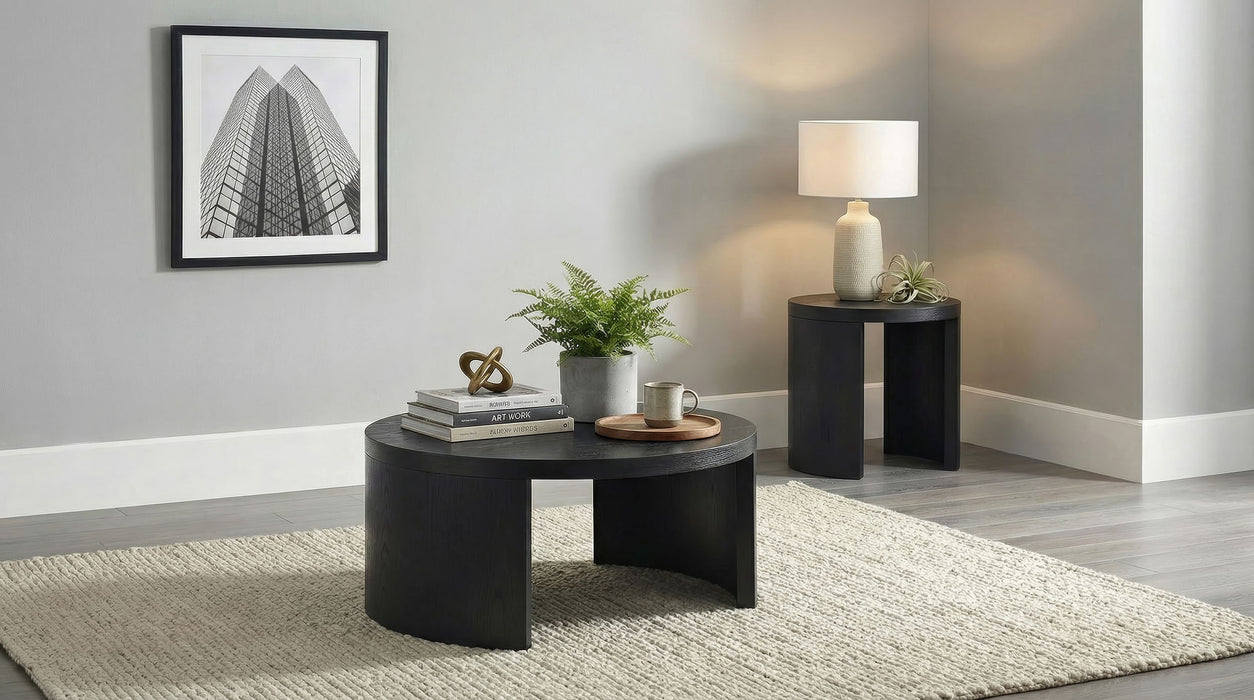 Sweeney 39-inch round black wood occasional cocktail coffee table by CoasterEveryday