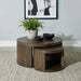 CoasterEveryday Sweeney 2-piece round wood nesting table set in dark walnut finish