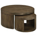 CoasterEveryday Sweeney 2-piece round wood nesting table set in dark walnut finish