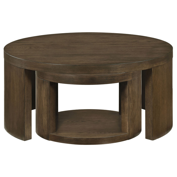 Sweeney 2-piece Round Wood Occasional Nesting Table Set Dark Walnut