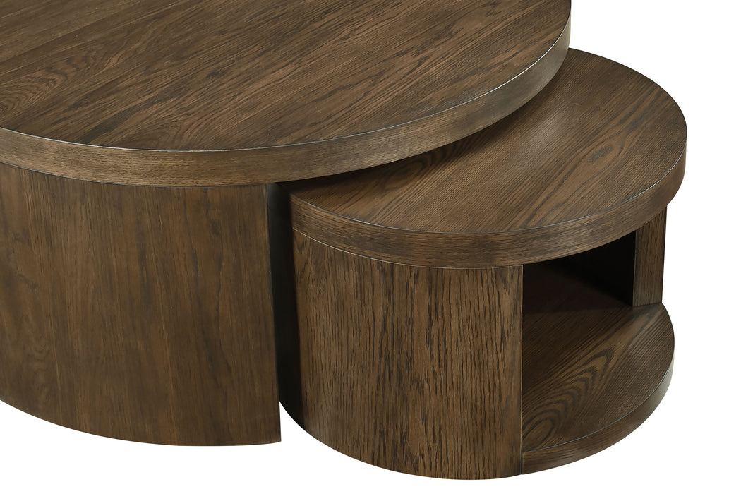 Sweeney 2-piece Round Wood Occasional Nesting Table Set Dark Walnut