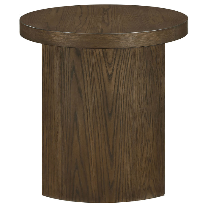 Sweeney 24-inch Round Wood Occasional Side End Table Dark Walnut