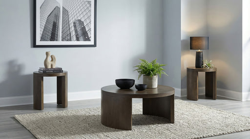 CoasterEveryday Sweeney 3-piece coffee and end table set in dark walnut finish