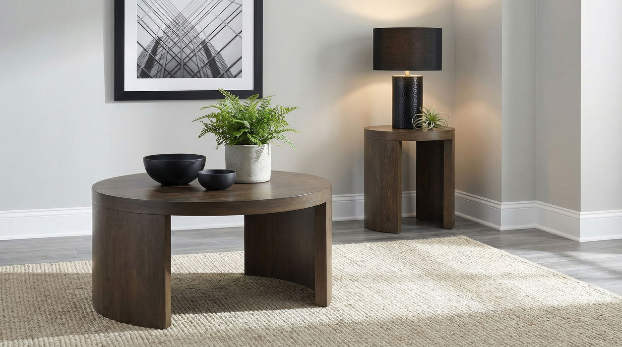 Sweeney 39-inch Round Wood Occasional Cocktail Coffee Table Dark Walnut