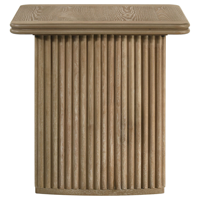 Adina Square Wood Side End Table Distressed Light Brown
