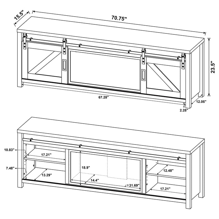 Enfield 71-inch TV Stand Fireplace Media Console Dark Pine