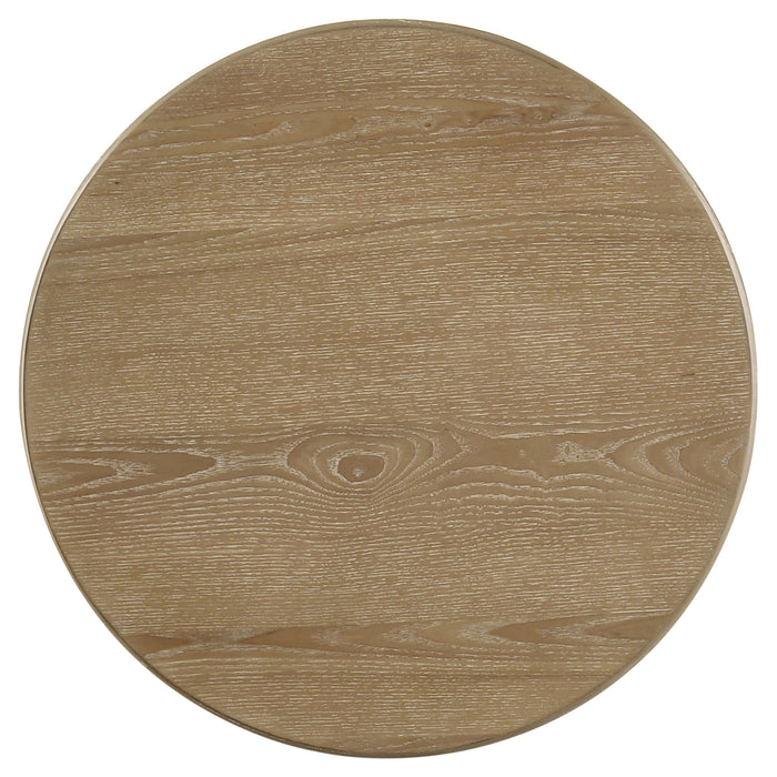 Adina round wood side end table by CoasterEveryday in distressed light brown finish