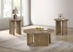 Adina round wood side end table by CoasterEveryday in distressed light brown finish
