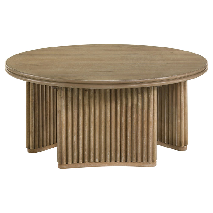 Adina 2-piece Round Coffee Table Set Distressed Light Brown