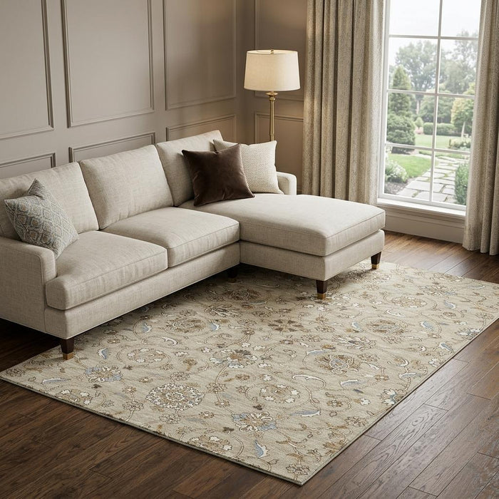 10' X 14' Moroccan Washable Area Rug With UV Protection (686795) - Beige / Gray / Ivory