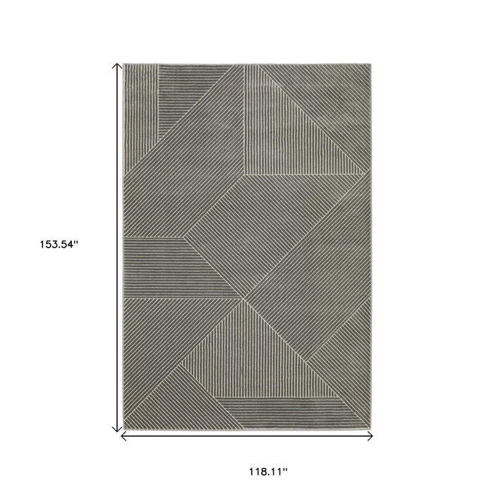 10' X 13' Geometric Area Rug - Gray And Ivory