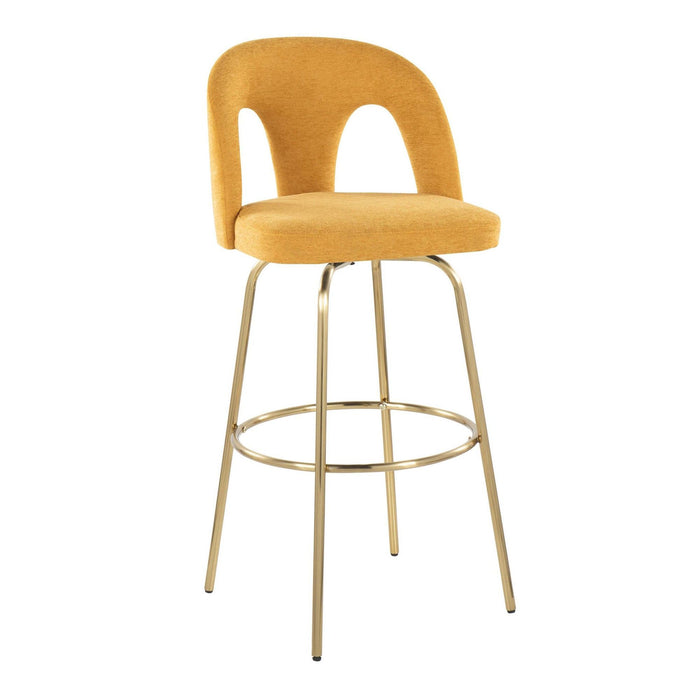 Ava - Upholstered Fixed-Height Barstool (Set of 2) - Gold Base