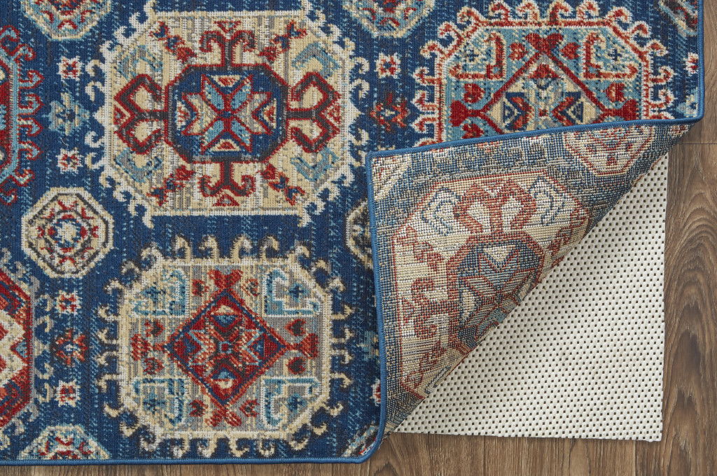 13' x 15' Abstract Power Loom Distressed Area Rug - Blue Beige
