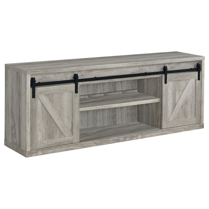 CoasterEssence Brockton 2-door 71-inch TV stand in grey driftwood engineered wood