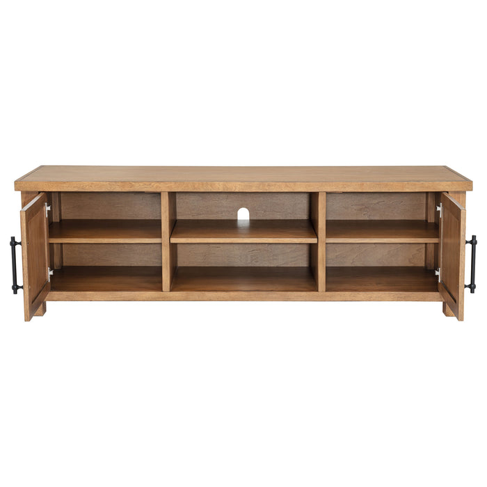 Beasley 2-door 71-inch wood TV stand media console in golden oak by CoasterEveryday