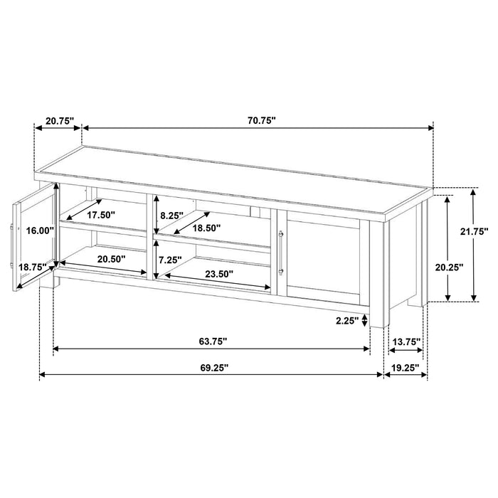 Beasley 2-Door 71-Inch Wood TV Stand Media Console Golden Oak