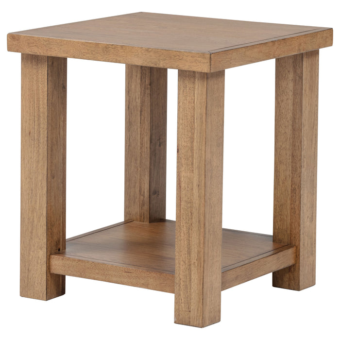 Beasley Square Wood End Side Table With Shelf Golden Oak