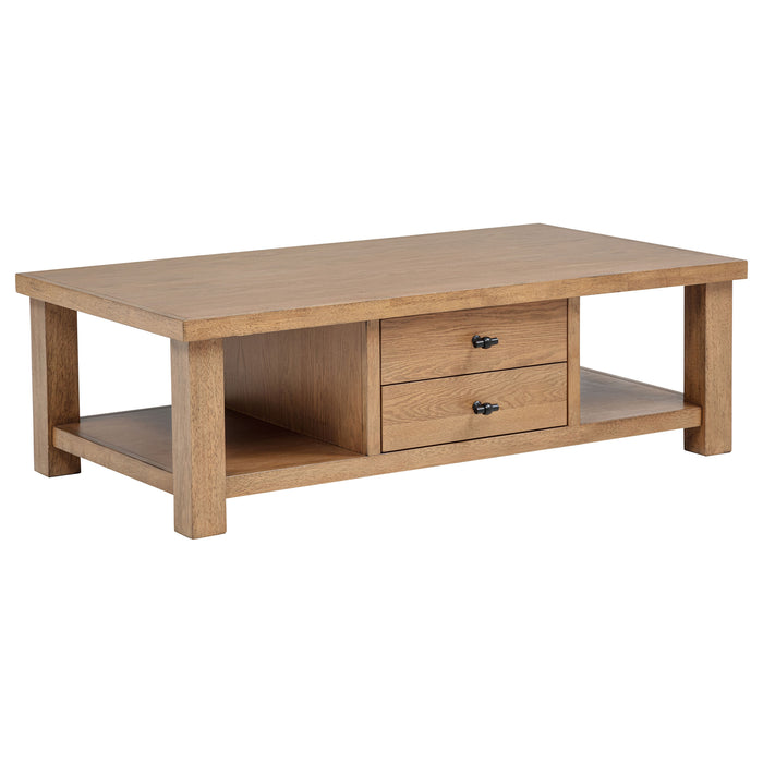 Beasley 2-Piece Wood Coffee Table Set Golden Oak
