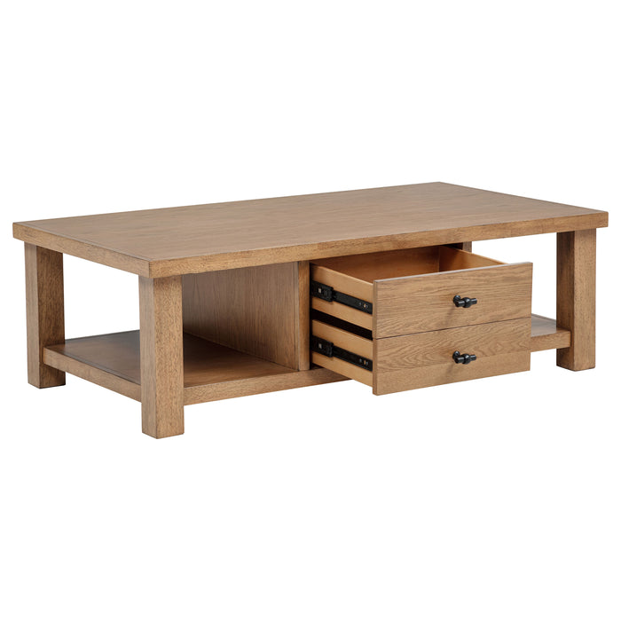Beasley 2-Piece Wood Coffee Table Set Golden Oak