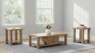 Beasley 3-piece wood coffee table set by CoasterEveryday in golden oak finish