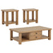 Beasley 3-piece wood coffee table set by CoasterEveryday in golden oak finish