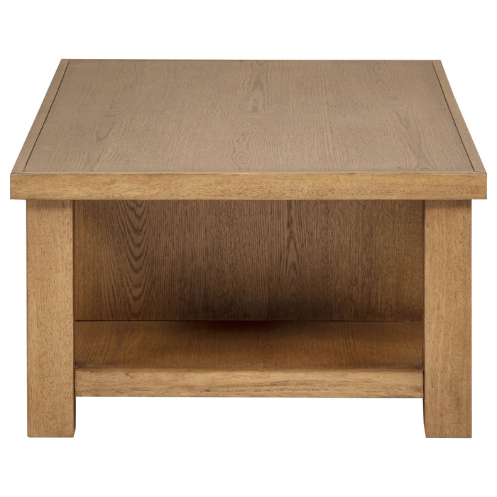 Beasley 2-Drawer Wood Coffee Table Golden Oak