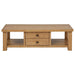 Beasley 4-drawer wood coffee table in golden oak by CoasterEveryday