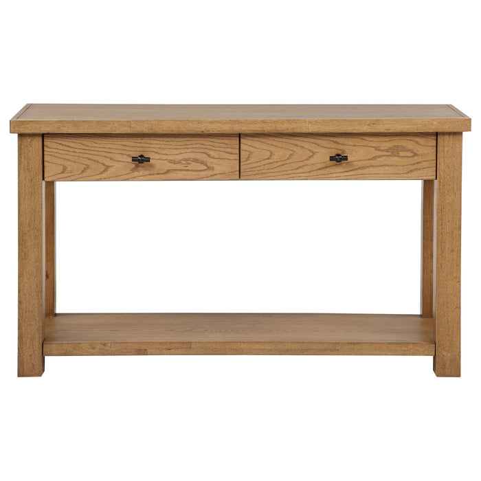 Beasley 2-Drawer Wood Console Table Golden Oak