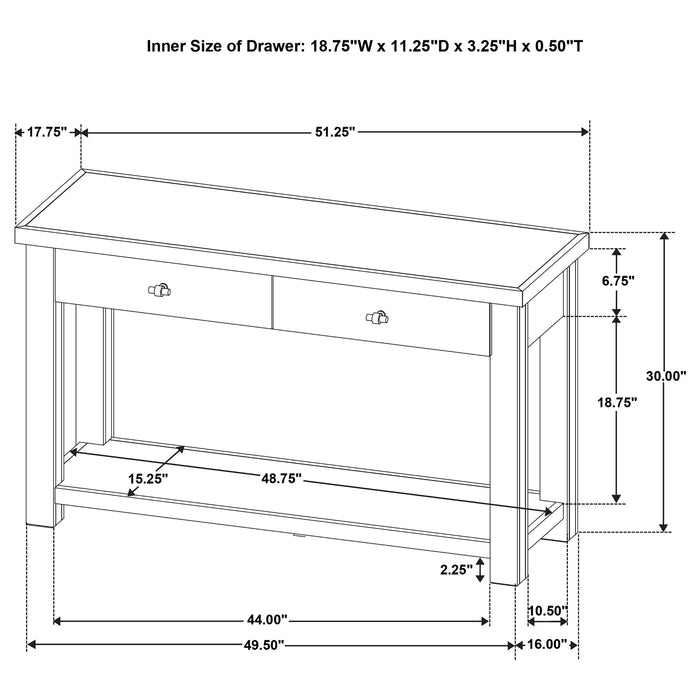 Beasley 2-Drawer Wood Console Table Golden Oak