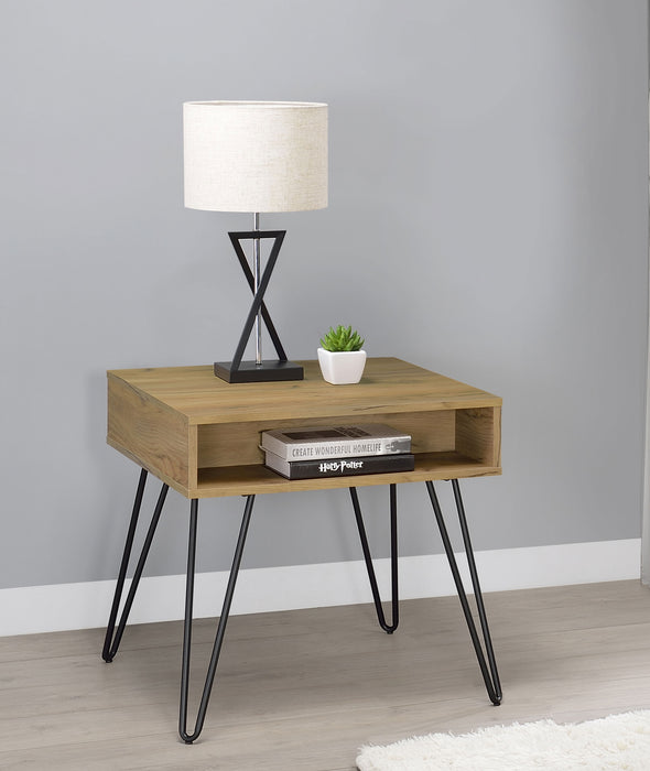 CoasterEssence Fanning engineered wood side end table in golden oak finish