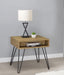 CoasterEssence Fanning engineered wood side end table in golden oak finish