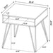 CoasterEssence Fanning engineered wood side end table in golden oak finish beside a sofa