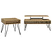 CoasterEveryday Fanning 2-piece lift top coffee and end table set in golden oak finish, featuring functional lift tops and storage.