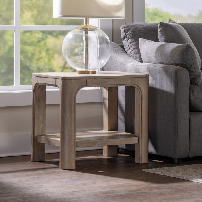 CoasterEveryday Solano square wood side end table with shelf in weathered mango finish