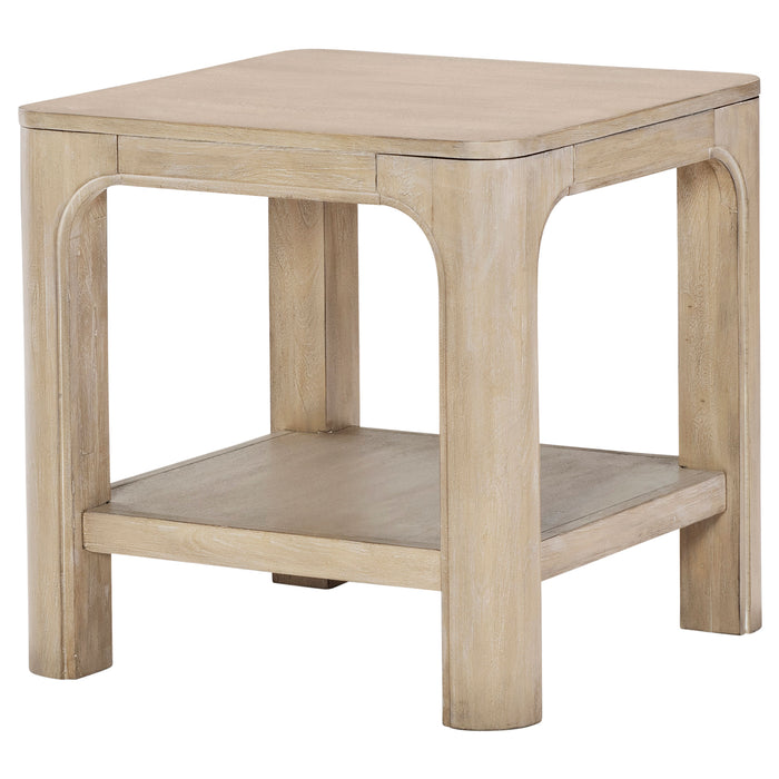 CoasterEveryday Solano square wood side end table with shelf in weathered mango finish