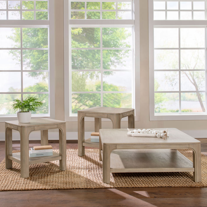 CoasterEveryday Solano 3-piece square coffee table set in weathered mango finish