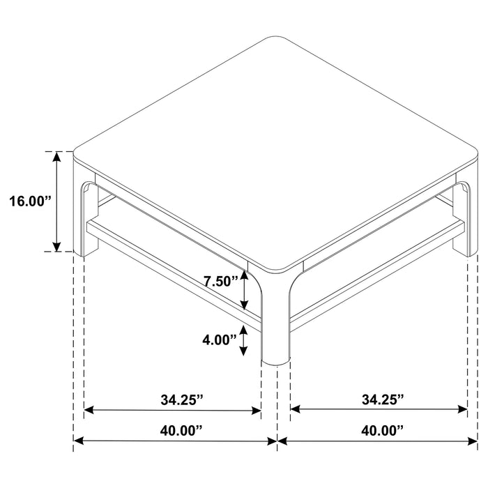 CoasterEveryday Solano 3-piece square coffee table set in weathered mango finish
