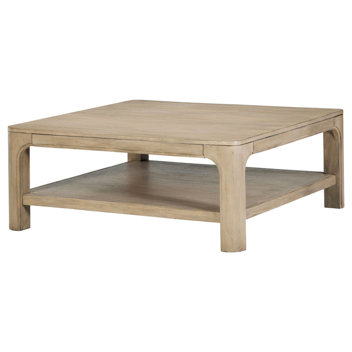 CoasterEveryday Solano square wood cocktail coffee table in weathered mango finish