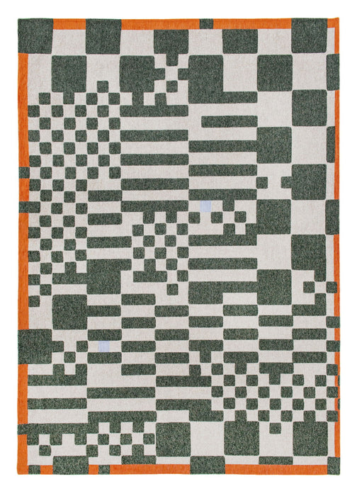 9' X 13' Geometric Washable Area Rug (551855) - Green / Orange