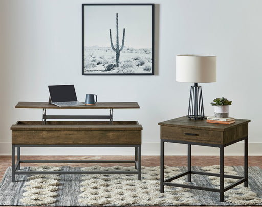 Byers 2-piece lift-top coffee and end table set in brown oak by CoasterEveryday