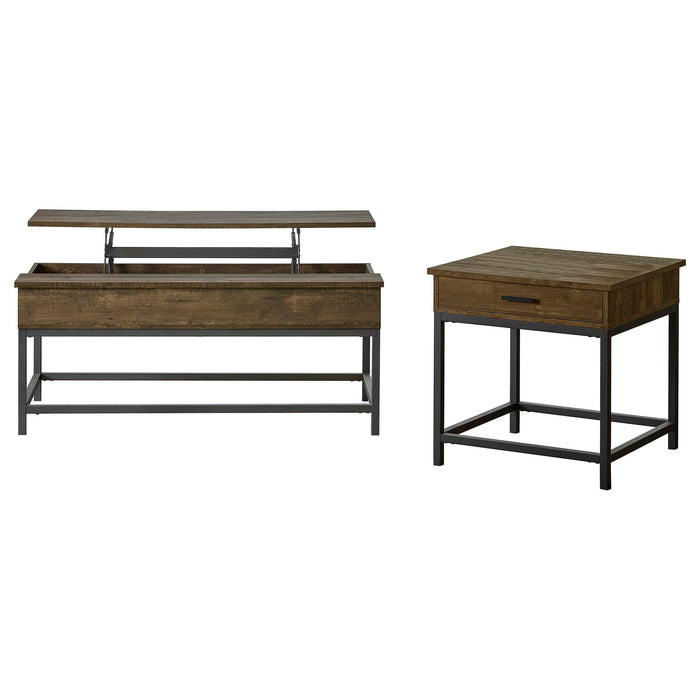 CoasterEveryday Byers 2-piece brown oak lift-top coffee and end table set