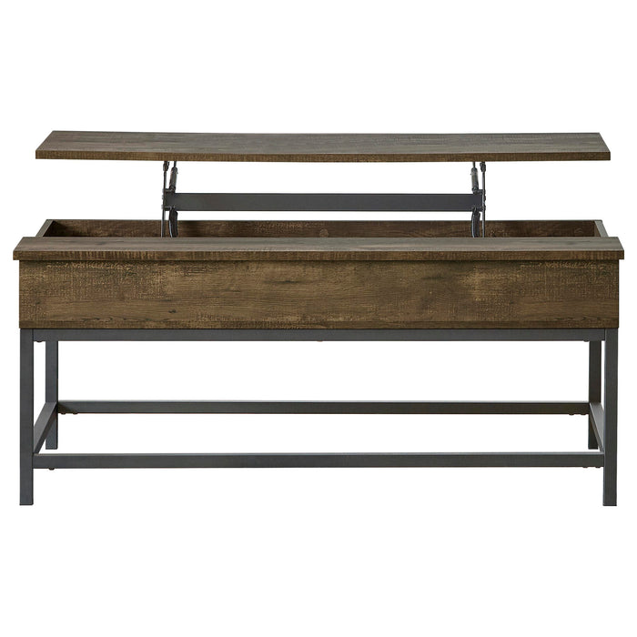 CoasterEveryday Byers 2-piece lift-top coffee and end table set in brown oak finish