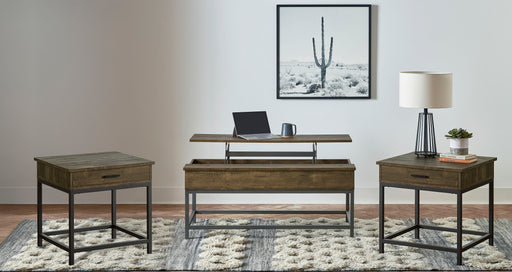 Byers 3-piece lift-top coffee and end table set in brown oak by CoasterEveryday