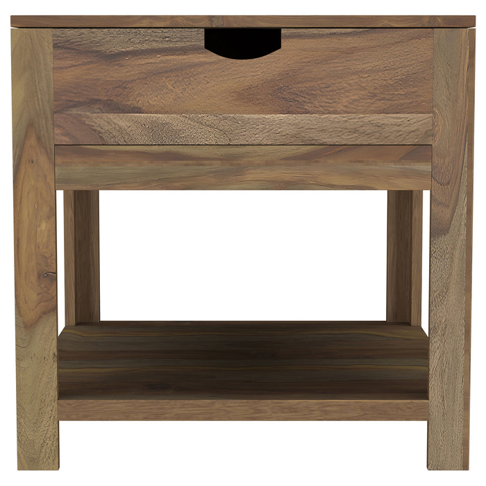 Esther 1-drawer Solid Wood Side End Table Natural Sheesham