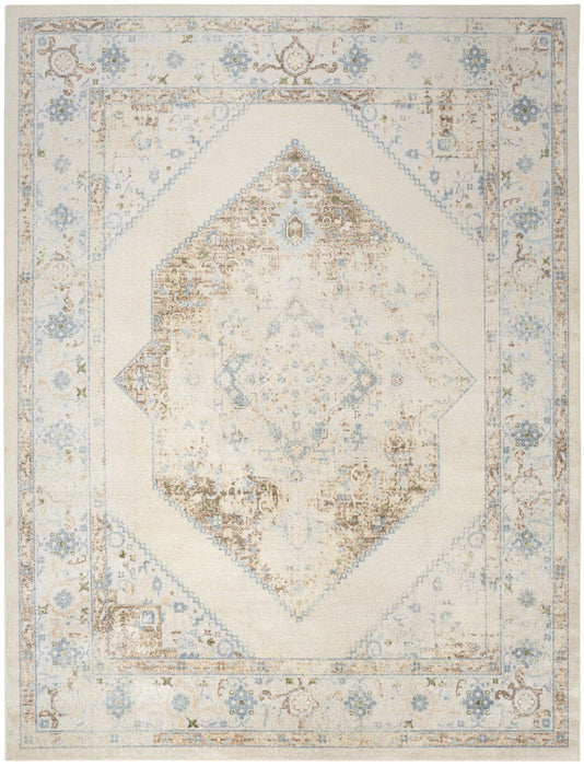 9' X 12' Geometric Area Rug (551390) - Ivory / Blue