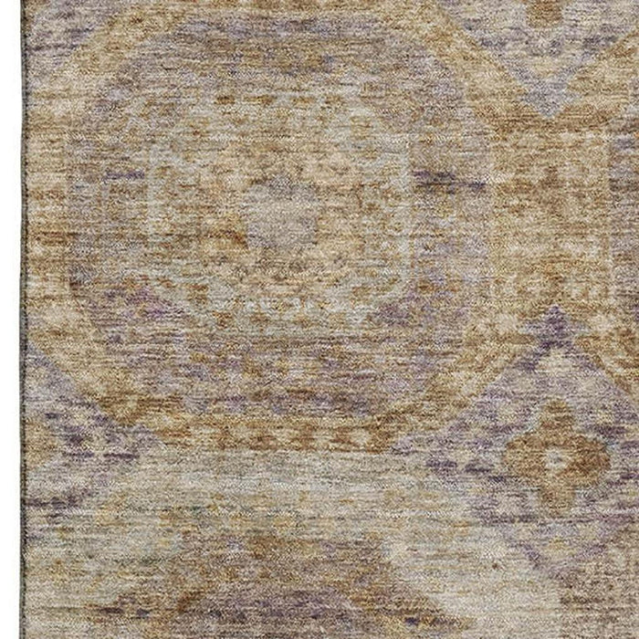 10' X 14' Abstract Geometric Washable Area Rug With UV Protection (708976) - Rust / Brown / Beige