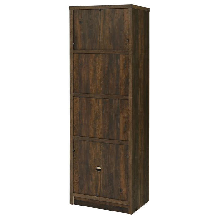 Laughlin 4-shelf engineered wood media tower in dark pine by CoasterEveryday