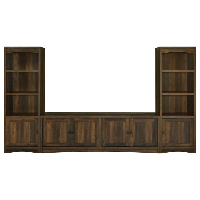 CoasterEveryday Laughlin 4-shelf media tower in dark pine engineered wood