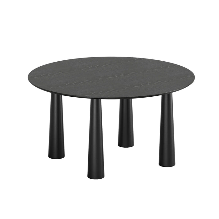 Solid Wood Round Top Dining Table - Black