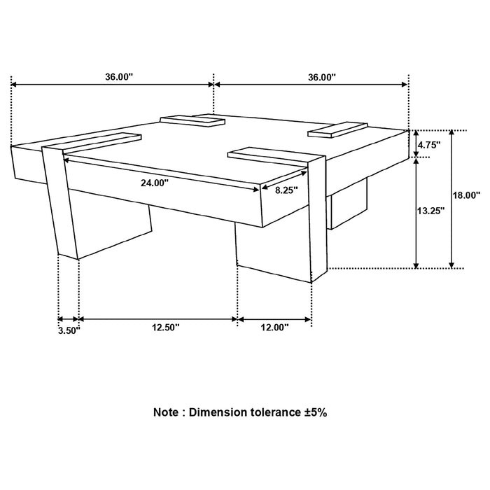 Samira Square Solid Wood Coffee Table in Natural Sheesham by CoasterEssence